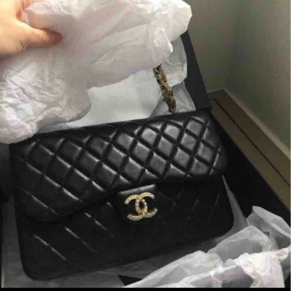 100AUTH CHANEL Pearls Black Calf Reissue Flap Bag - Picture 6 of 11